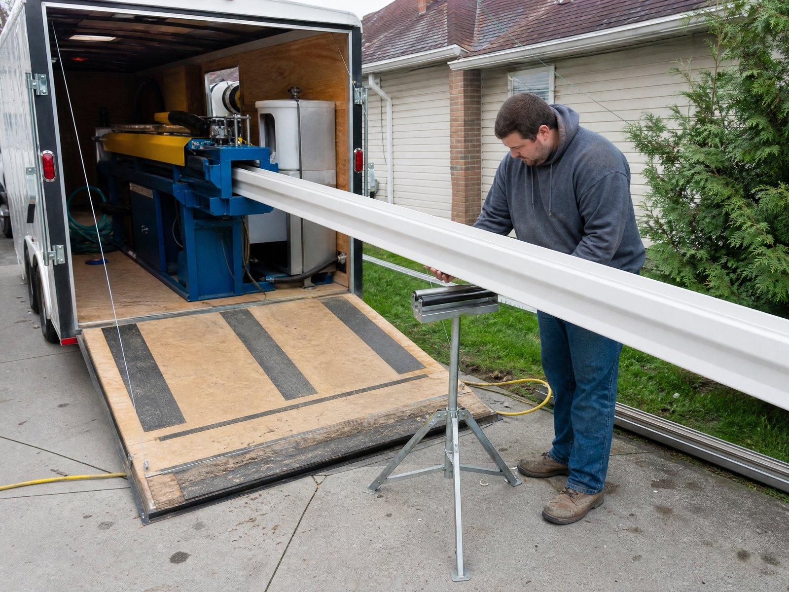 Forming a seamless gutter on site